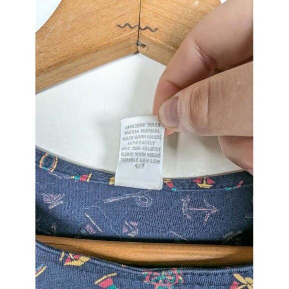 Vintage 80s Lands End Women Shorts Shirt Set Large Summer Made in USA Nautical - Picture 5 of 9